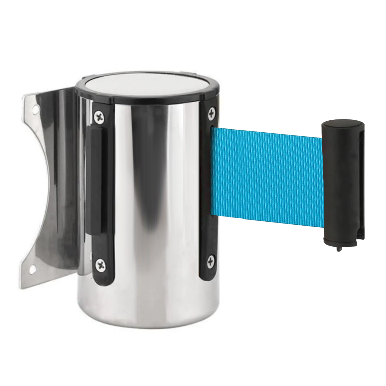 Inobarrier Duvara Monte Krom Şerit Bariyer - Tekli Set SE24INWB01CT Turkuaz Şerit - Retractable Belt Barrier - Turquoise Belt @KIRCACO