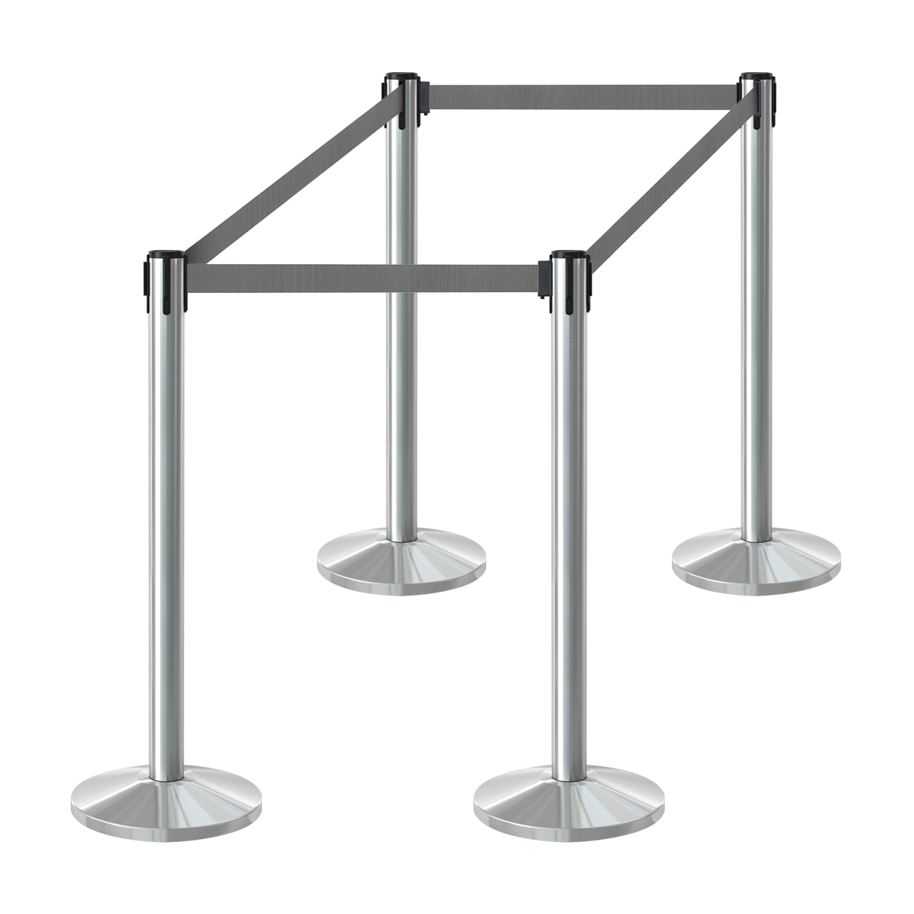 Inobarrier Krom Şerit Bariyer - 4'lü Set SE24INBB04CG Gri Şerit - Retractable Belt Barrier - Grey Belt @KIRCACO