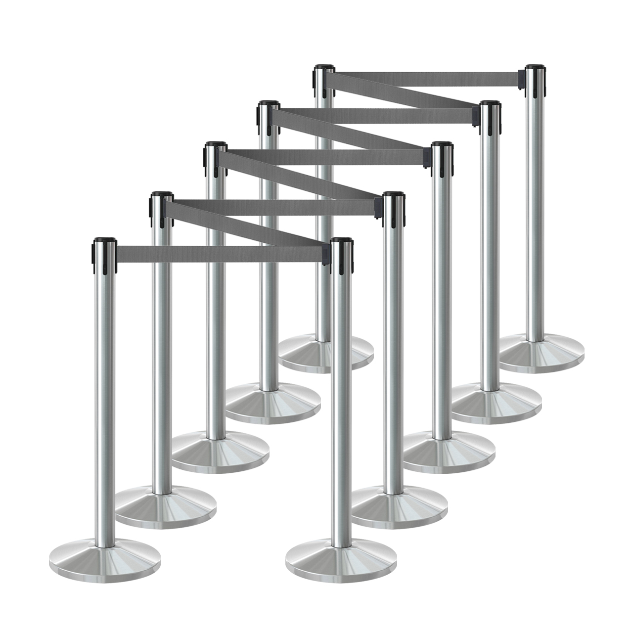Inobarrier Krom Şerit Bariyer - 10'lu Set SE24INBB10CG Gri Şerit - Retractable Belt Barrier - Grey Belt @KIRCACO