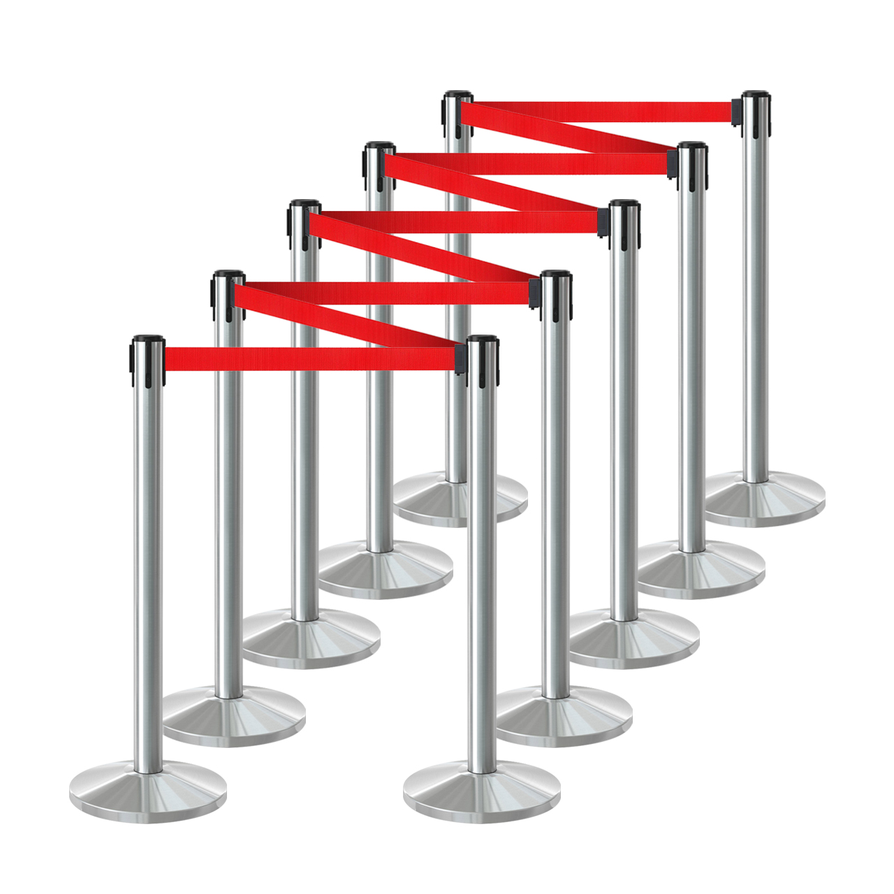 Inobarrier Krom Şerit Bariyer - 10'lu Set SE24INBB10CR Kırmızı Şerit - Retractable Belt Barrier - Red Belt @KIRCACO