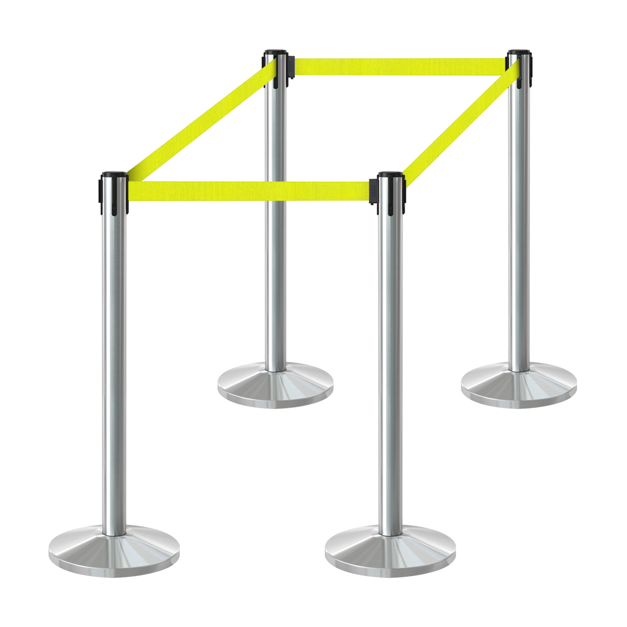 Inobarrier Siyah Şerit Bariyer - 4'lü Set SE24INBB04CY Sarı Şerit - Retractable Belt Barrier - Yellow Belt @KIRCACO