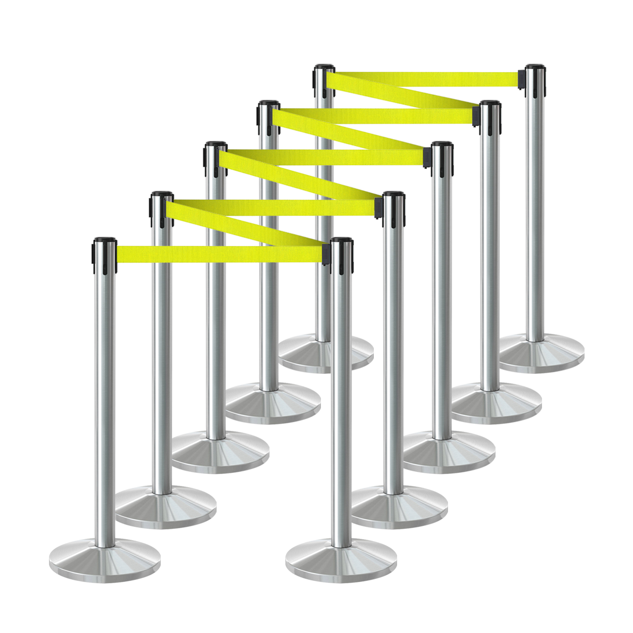 Inobarrier Siyah Şerit Bariyer - 10'lu Set SE24INBB10CY Sarı Şerit - Retractable Belt Barrier - Yellow Belt @KIRCACO