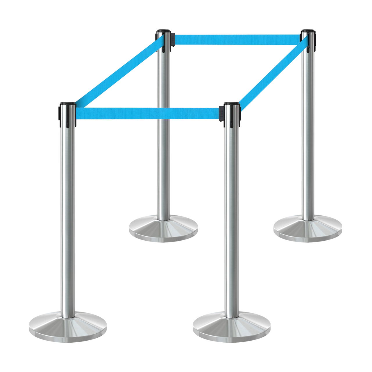 Inobarrier Krom Şerit Bariyer - 4'lü Set SE24INBB04CT Turkuaz Şerit - Retractable Belt Barrier - Turquoise Belt @KIRCACO