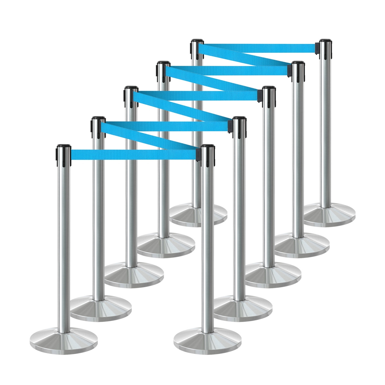 Inobarrier Krom Şerit Bariyer - 10'lu Set SE24INBB10CT Turkuaz Şerit - Retractable Belt Barrier - Turquoise Belt @KIRCACO