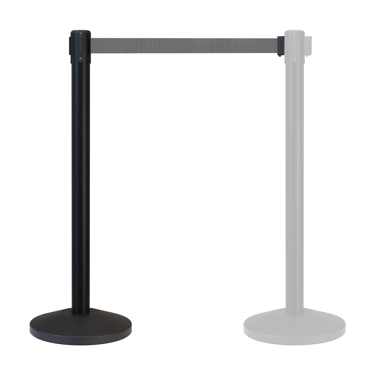 Inobarrier Siyah Şerit Bariyer - Tekli SE24INBB01BG Gri Şerit - Retractable Belt Barrier - Grey Belt @KIRCACO