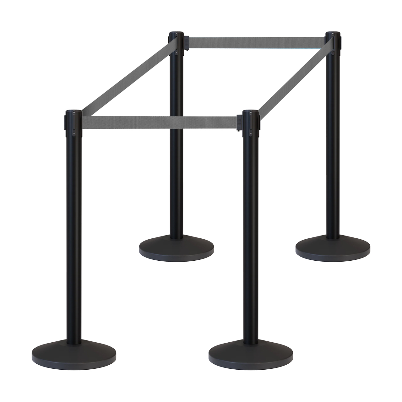 Inobarrier Siyah Şerit Bariyer - 4'lü Set SE24INBB04BG Gri Şerit - Retractable Belt Barrier - Grey Belt @KIRCACO