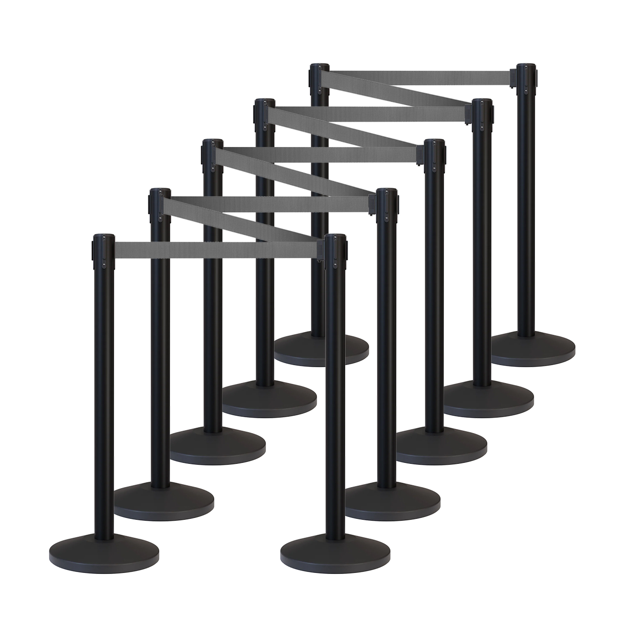 Inobarrier Siyah Şerit Bariyer - 10'lu Set SE24INBB10BG Gri Şerit - Retractable Belt Barrier - Grey Belt @KIRCACO