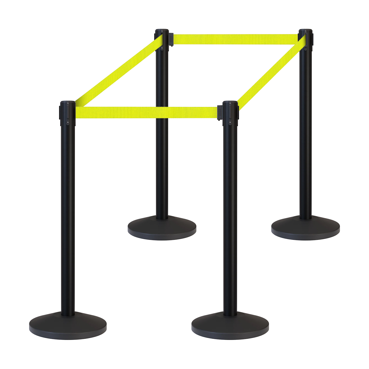 Inobarrier Siyah Şerit Bariyer - 4'lü Set SE24INBB04BY Sarı Şerit - Retractable Belt Barrier - Yellow Belt @KIRCACO