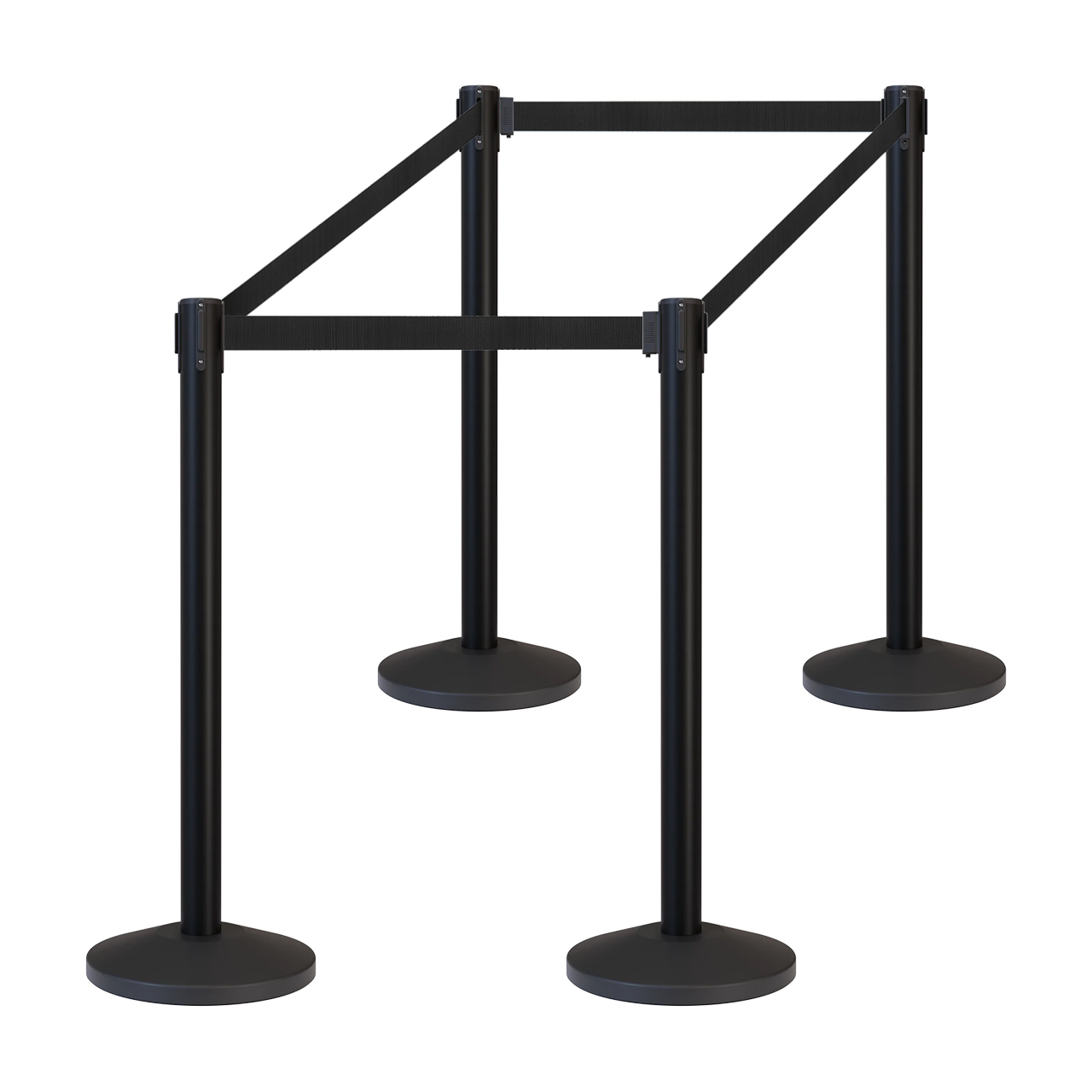 Inobarrier Siyah Şerit Bariyer - 4'li Set SE24INBB04BB Siyah Şerit - Retractable Belt Barrier - Black Belt @KIRCACO
