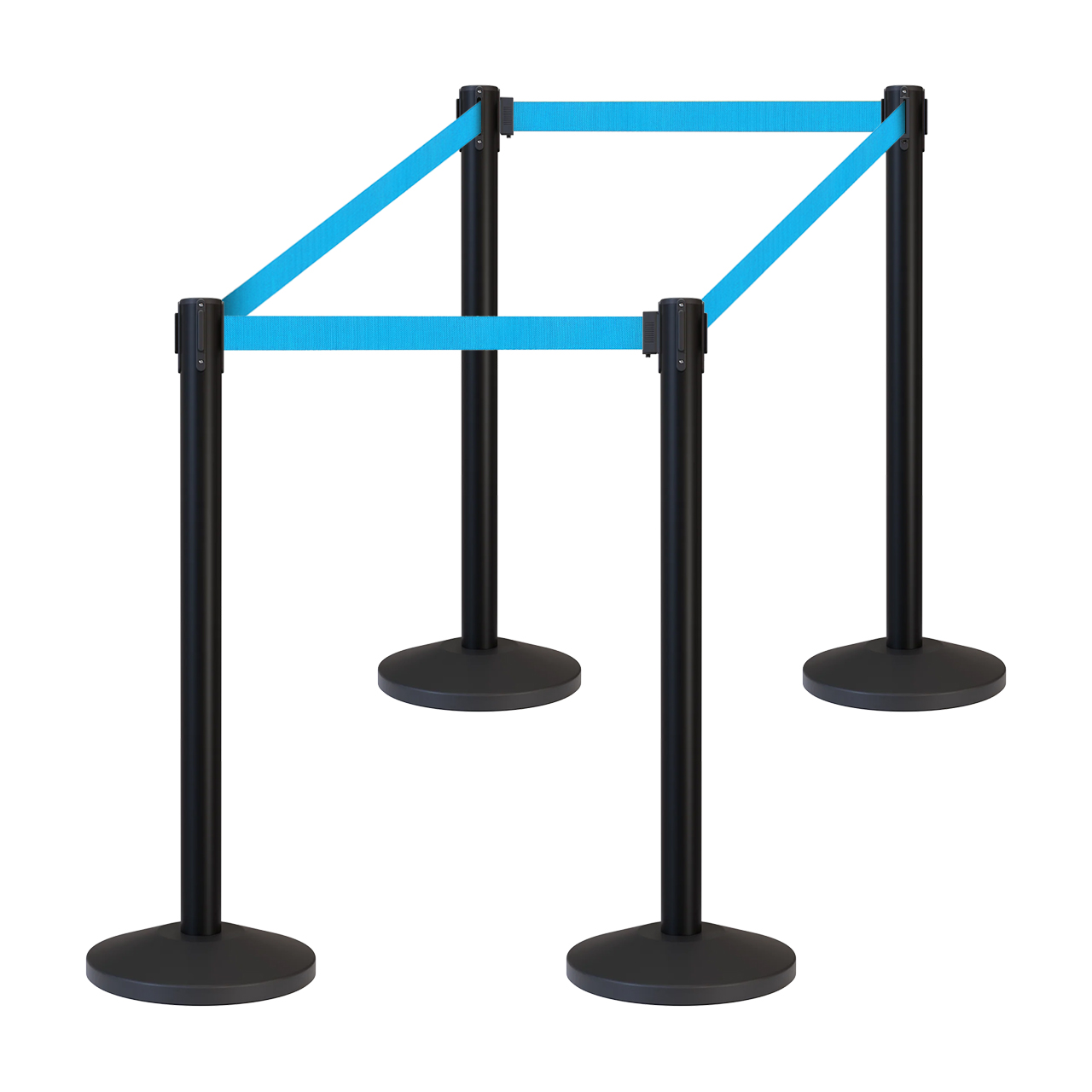 Inobarrier Siyah Şerit Bariyer - 4'lü Set SE24INBB04BT Turkuaz Şerit - Retractable Belt Barrier - Turquoise Belt @KIRCACO
